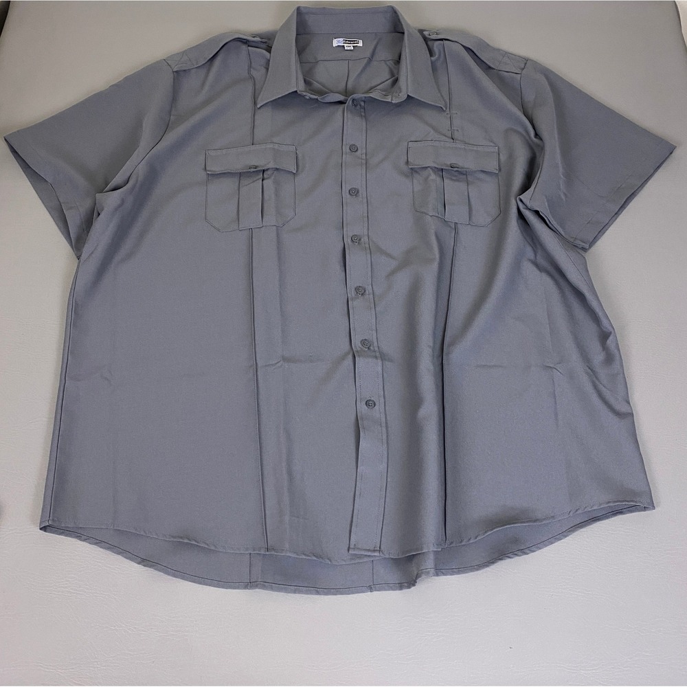 Edwards Security Uniform Shirt Men's Size 5XL Tall Grey Short Sleeve Epaulets